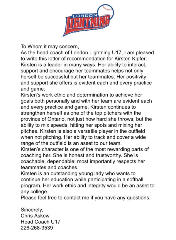 Letter of 1 Next Level U Sports